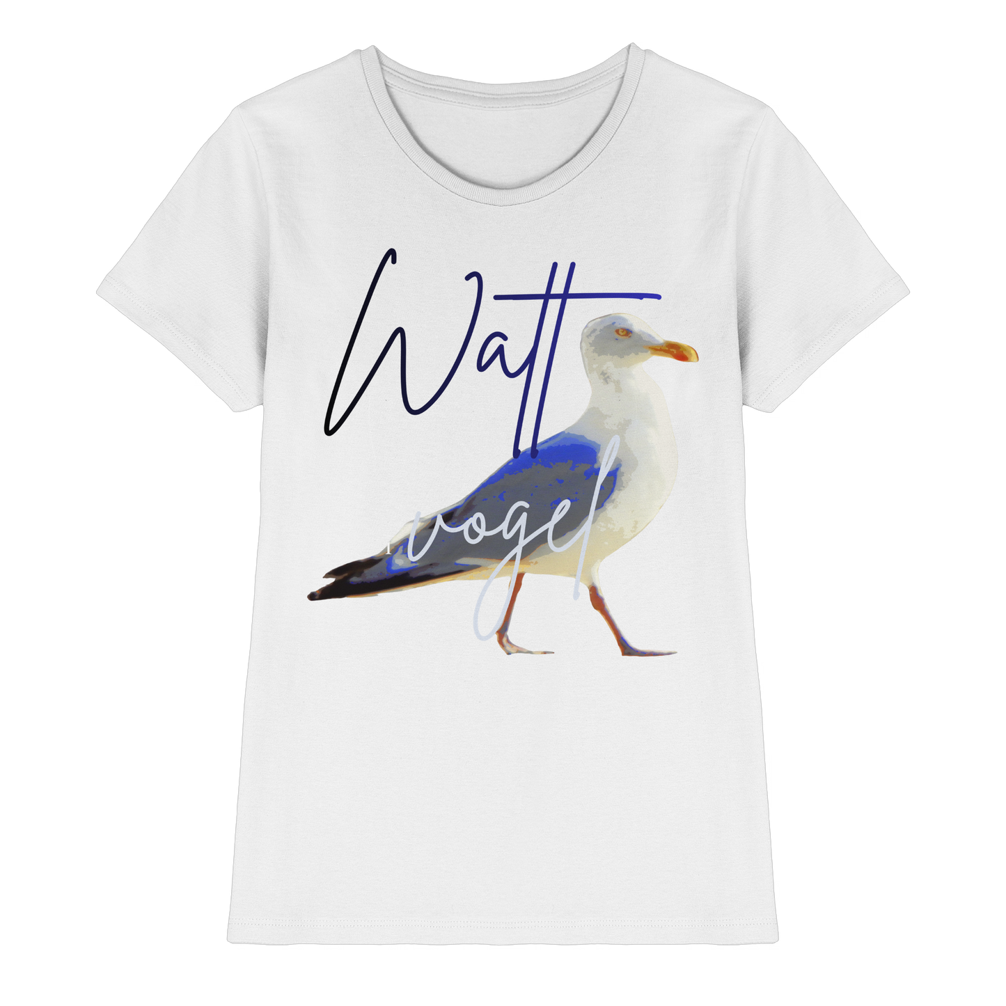 Wattvogel Nordsee Möwe mit Schriftzug - Ladies Premium Shirt