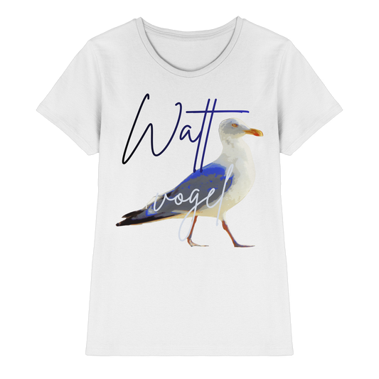 Wattvogel Nordsee Möwe mit Schriftzug - Ladies Premium Shirt