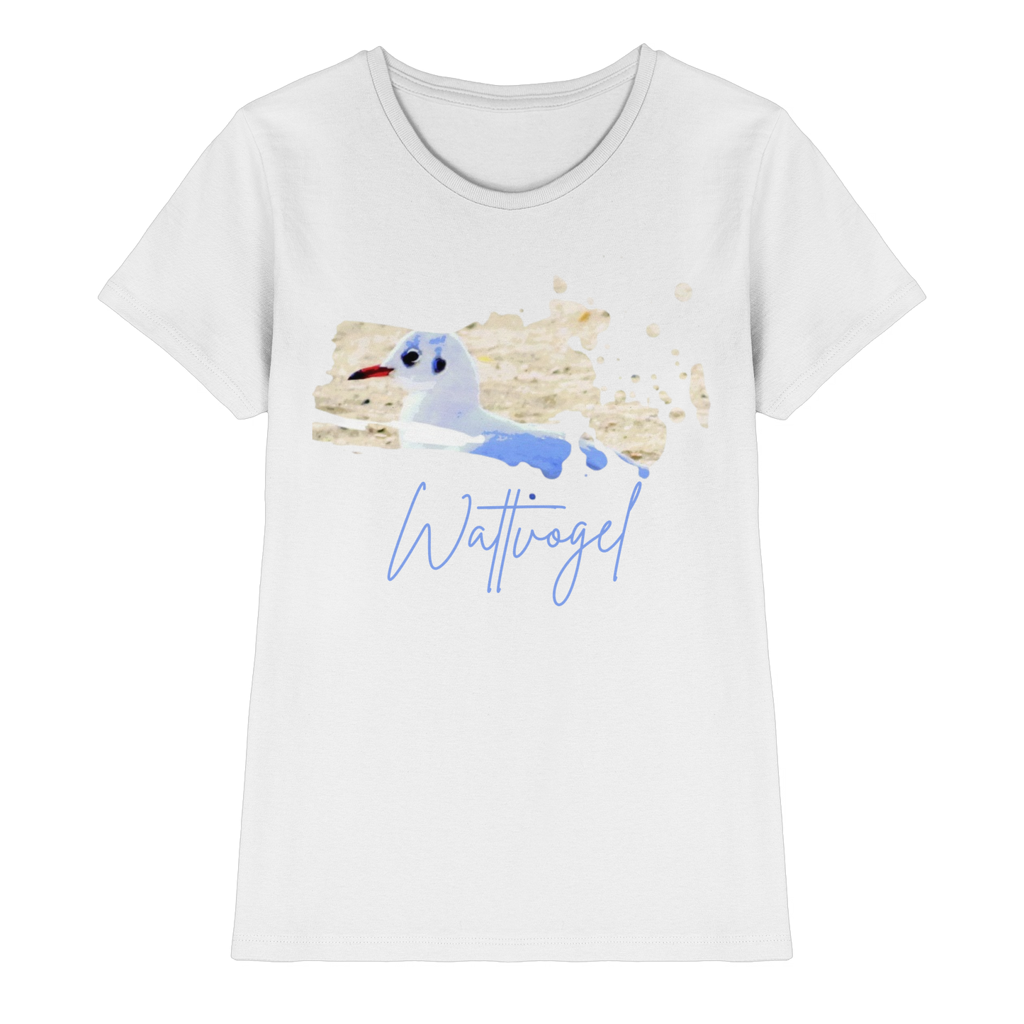 Wattvogel® – Nordsee Möwe im maritimen Kunst-Stil - Ladies Premium Shirt