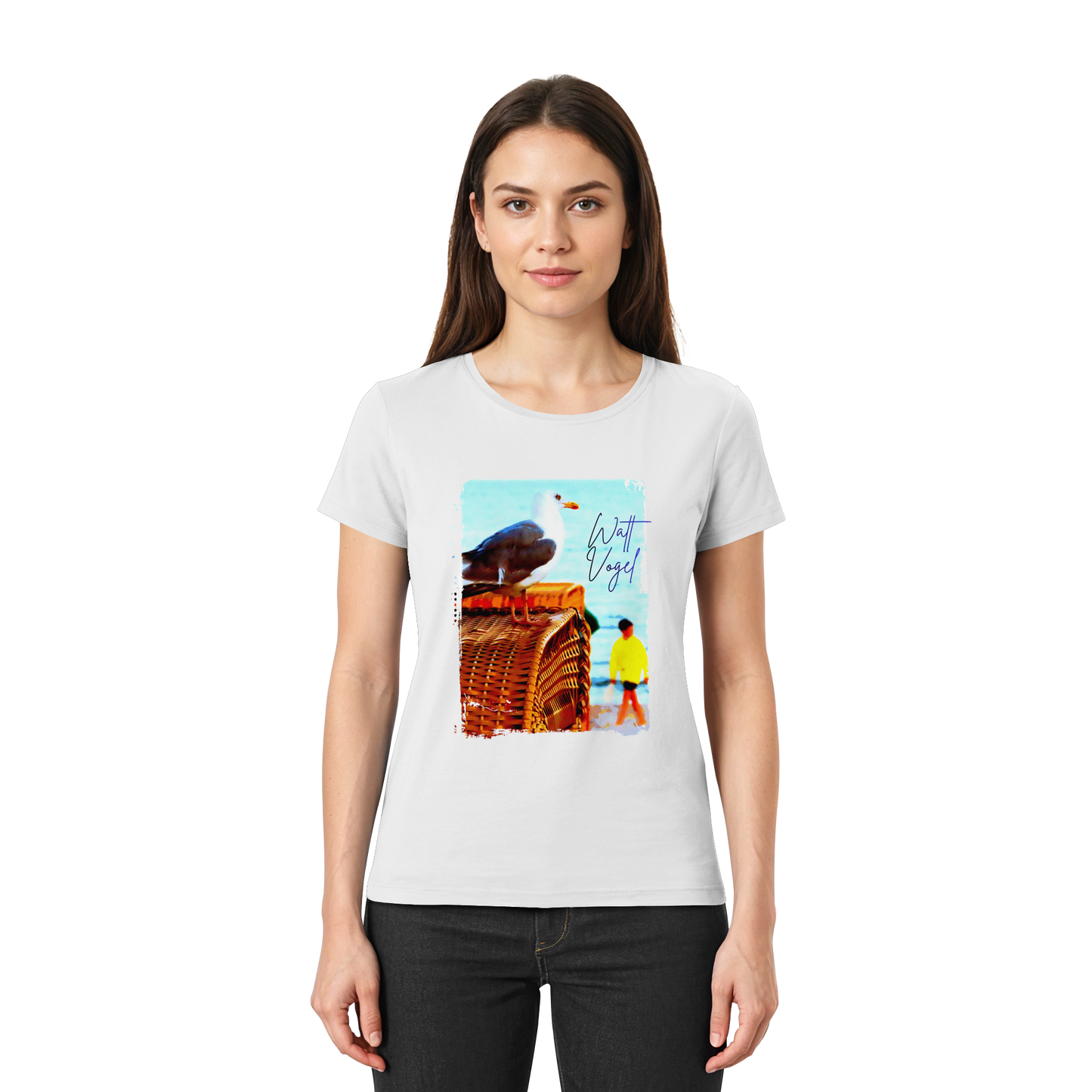 Wattvogel Foto Design am Strand - Ladies Premium Shirt