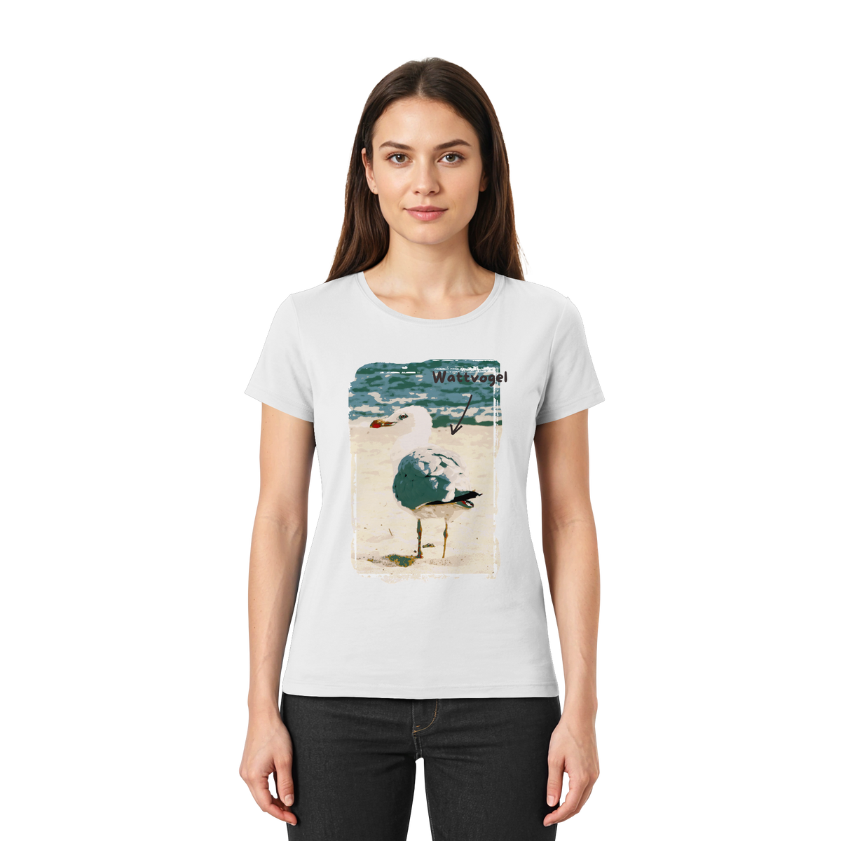Möwe Wattvogel am Strand Nordsee Ostsee Geschenk für Nordseefans - Ladies Premium Shirt