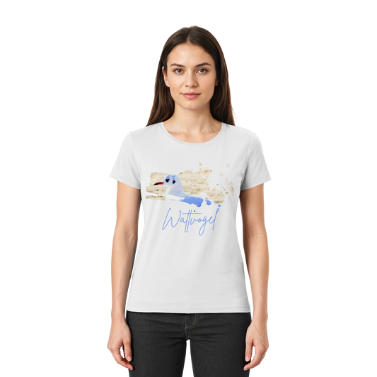 Wattvogel® – Nordsee Möwe im maritimen Kunst-Stil - Ladies Premium Shirt