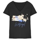 Wattvogel® – Nordsee Möwe im maritimen Kunst-Stil - Ladies V-Neck Shirt