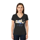 Wattvogel® – Nordsee Möwe im maritimen Kunst-Stil - Ladies V-Neck Shirt