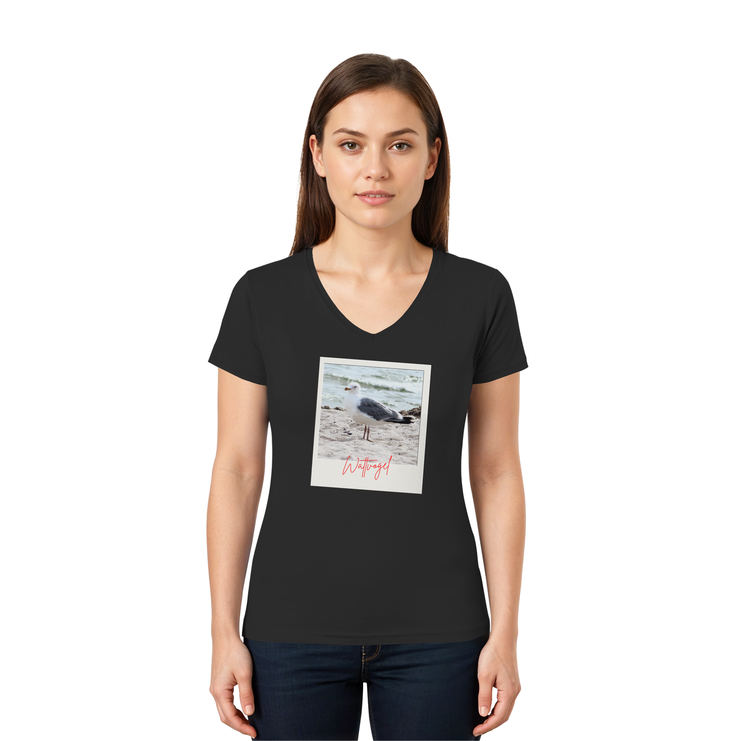 Wattvogel Foto Nordsee Möwe - Ladies V-Neck Shirt