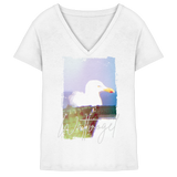 Wattvogel® Nordsee Möwe – Strandkorb Moment  - Ladies V-Neck Shirt
