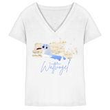 Wattvogel® – Nordsee Möwe im maritimen Kunst-Stil - Ladies V-Neck Shirt