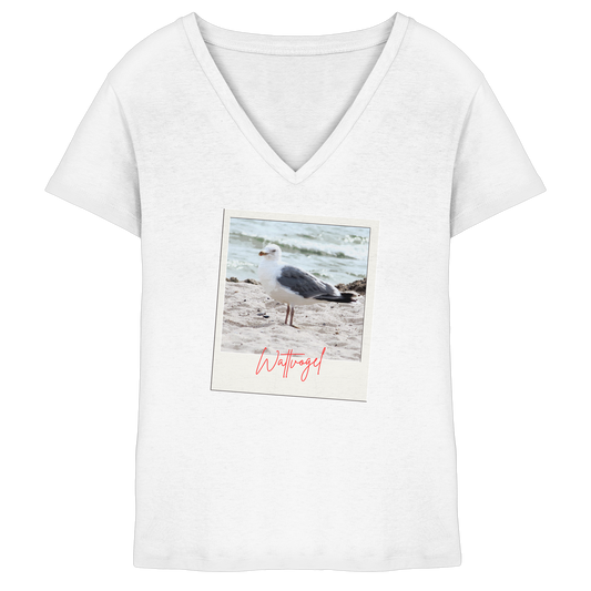 Wattvogel Foto Nordsee Möwe - Ladies V-Neck Shirt