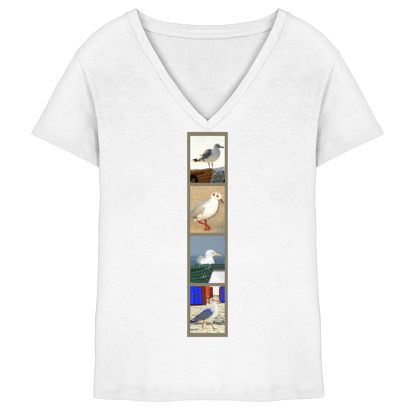 Wattvogel Nordsee Möwen Fotos  - Ladies V-Neck Shirt