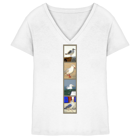 Wattvogel Nordsee Möwen Fotos  - Ladies V-Neck Shirt
