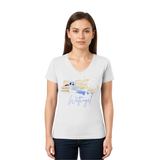 Wattvogel® – Nordsee Möwe im maritimen Kunst-Stil - Ladies V-Neck Shirt