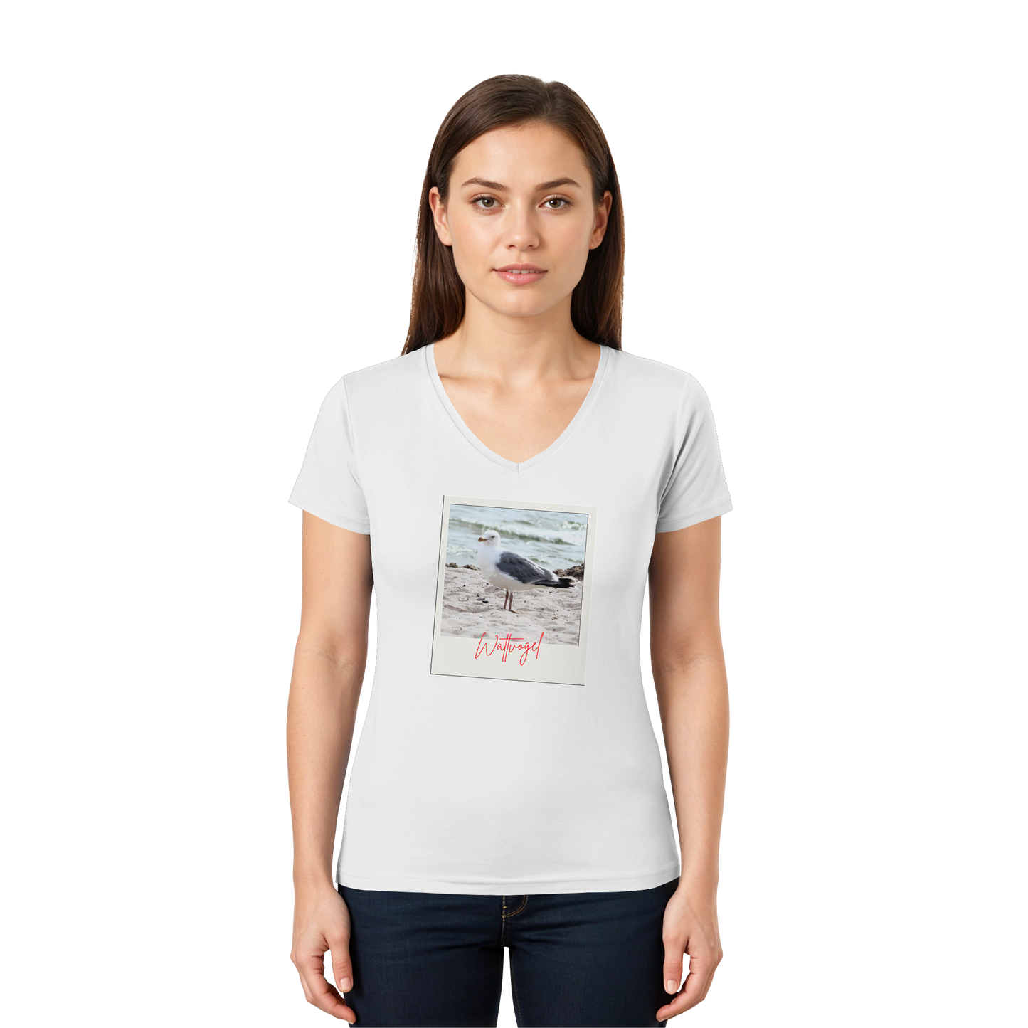 Wattvogel Foto Nordsee Möwe - Ladies V-Neck Shirt
