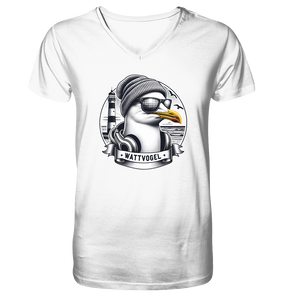 Coole Möwe mit Mütze und Sonnenbrille Wattvogel - Mens V-Neck Shirt