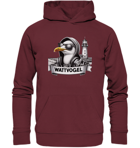 Wattvogel® Möwe mit Sonnenbrille und Kaputze - Organic Basic Hoodie