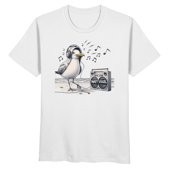 Tanzende Möwe mit Kaputze und Kopfhörer am Strand Nordsee T-Shirt - Organic Basic Shirt