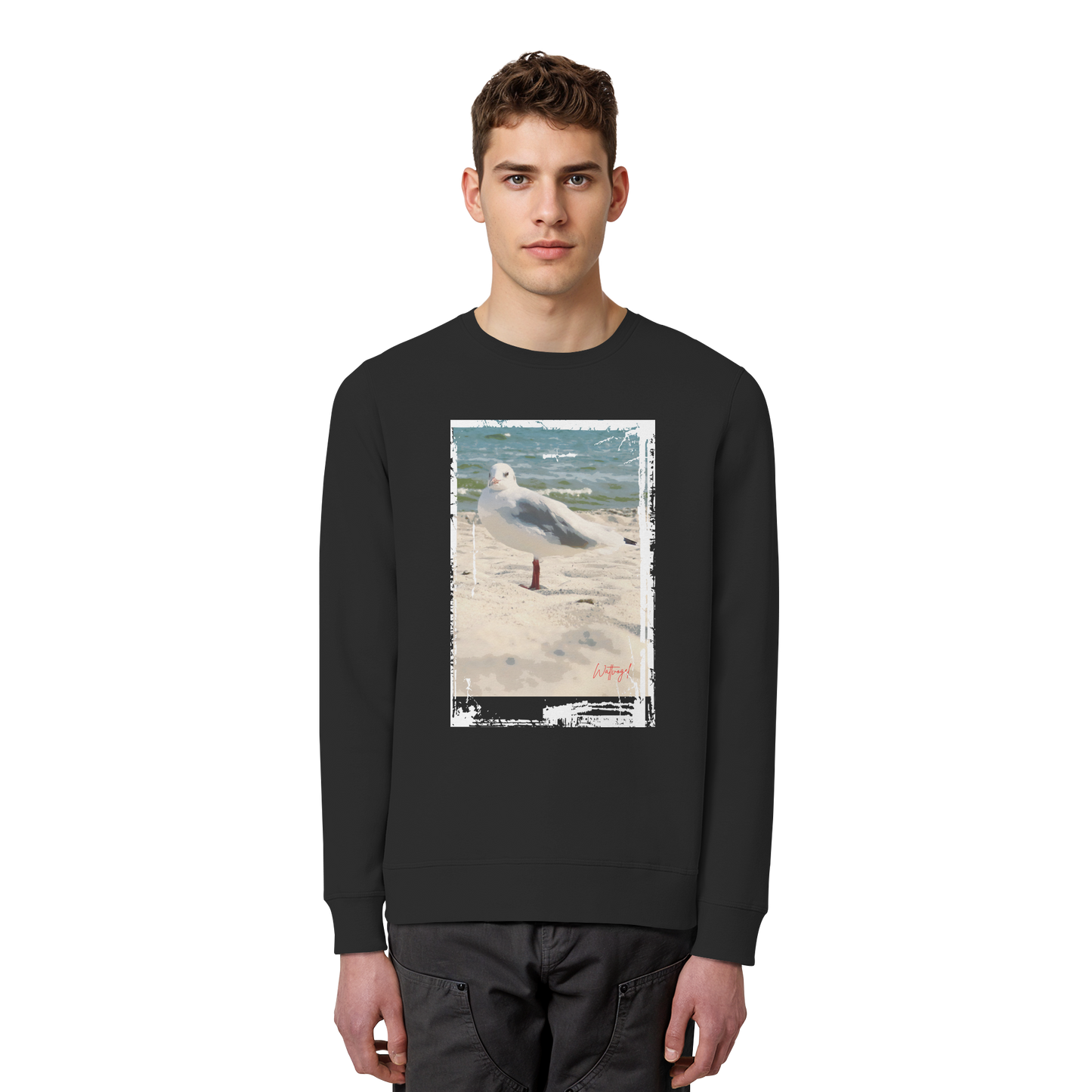 Wattvogel Nordsee Möwe am Strand - Organic Basic Unisex Sweatshirt