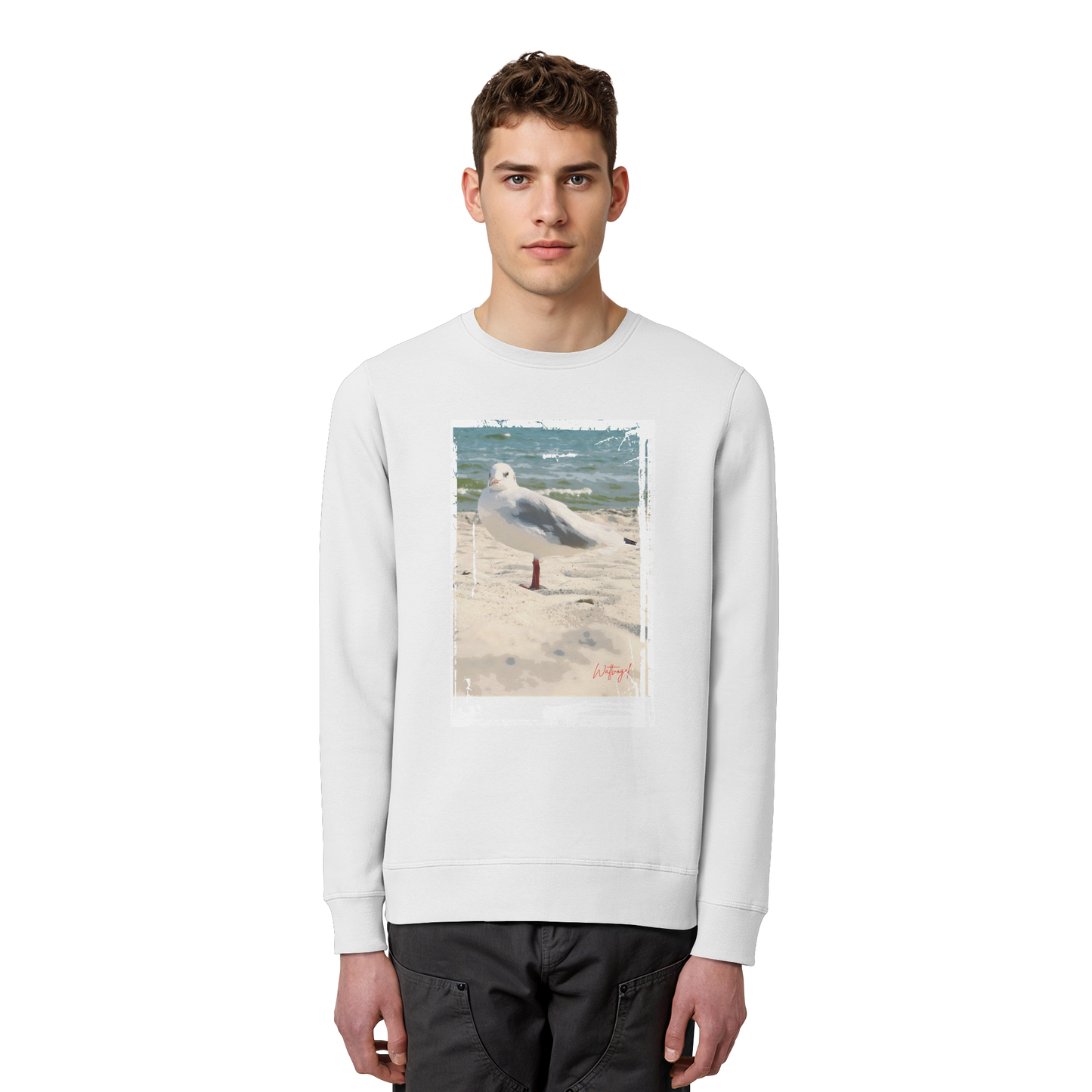 Wattvogel Nordsee Möwe am Strand - Organic Basic Unisex Sweatshirt