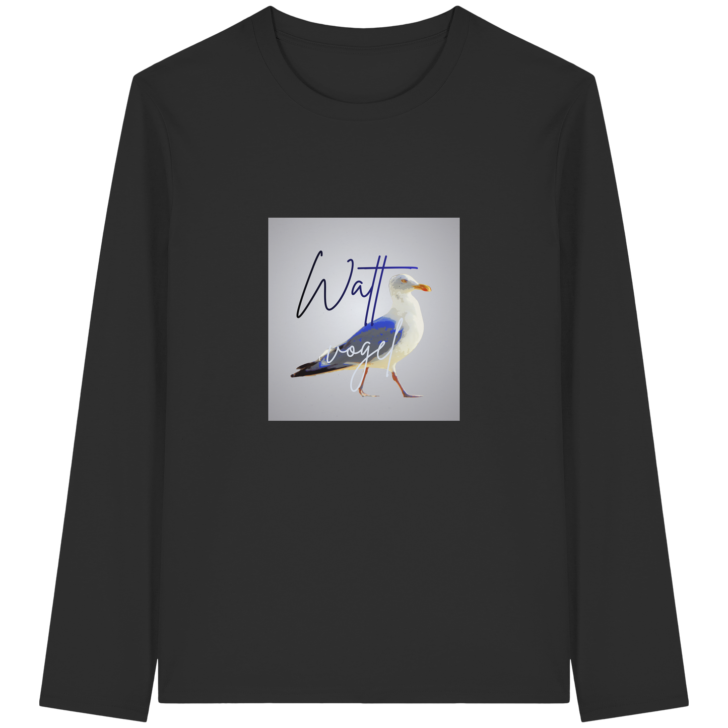 Wattvogel Motiv mit Nordsee Möwe  - Unisex Longsleeve T-Shirt