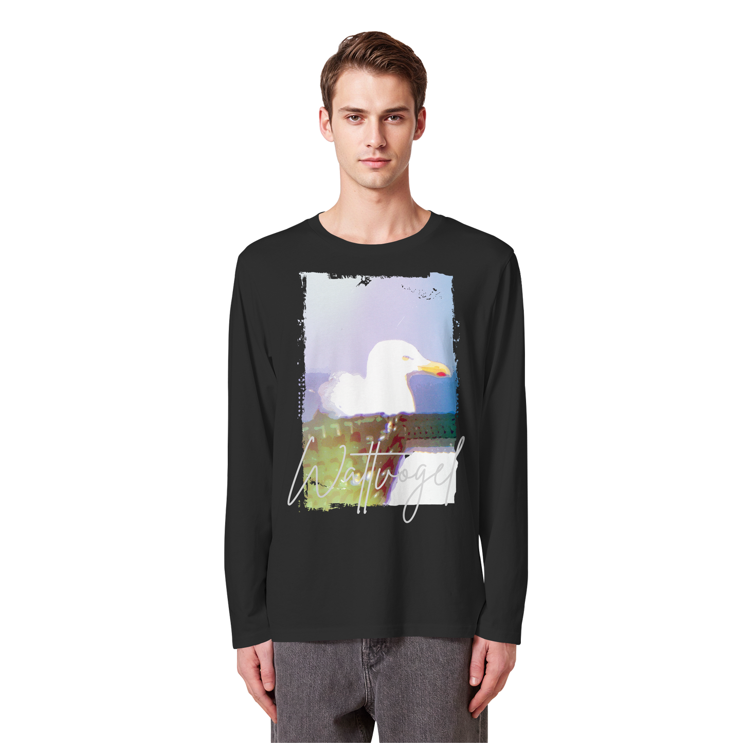 Wattvogel® Nordsee Möwe – Strandkorb Moment  - Organic Longsleeve T-Shirt