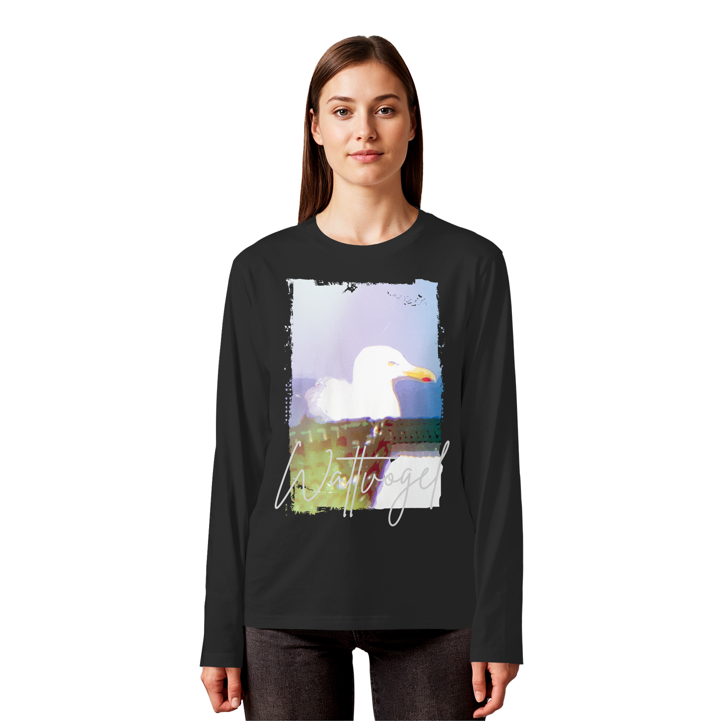 Wattvogel® Nordsee Möwe – Strandkorb Moment  - Organic Longsleeve T-Shirt