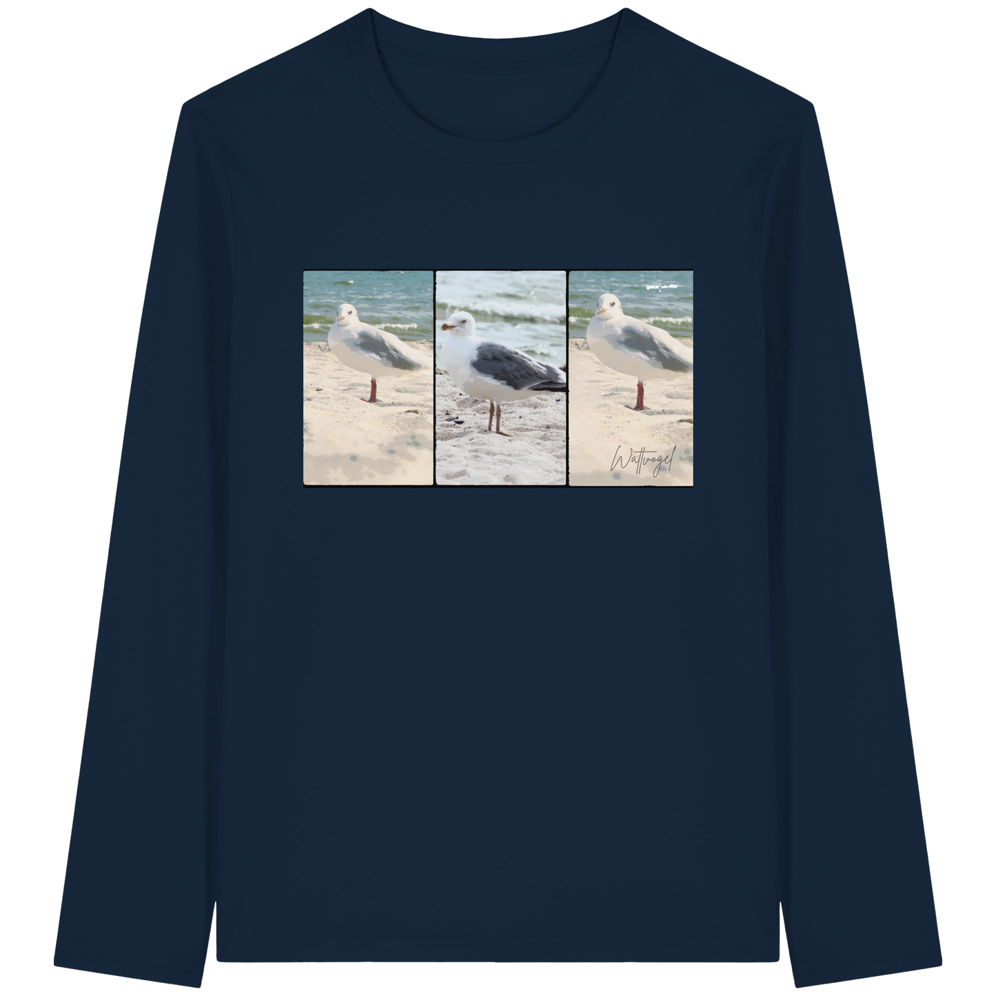 Wattvogel Motiv Nordseemöwe Ostsee - Organic Longsleeve T-Shirt