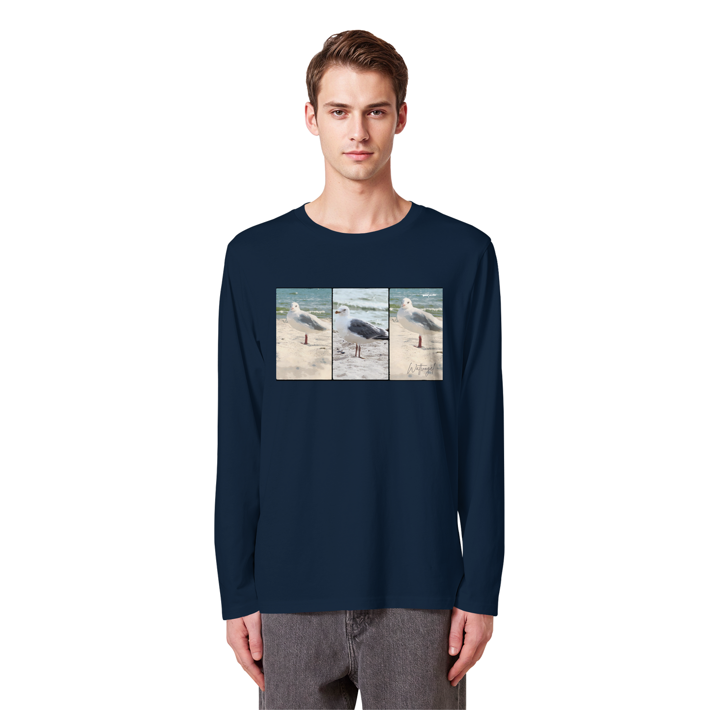 Wattvogel Motiv Nordseemöwe Ostsee - Organic Longsleeve T-Shirt