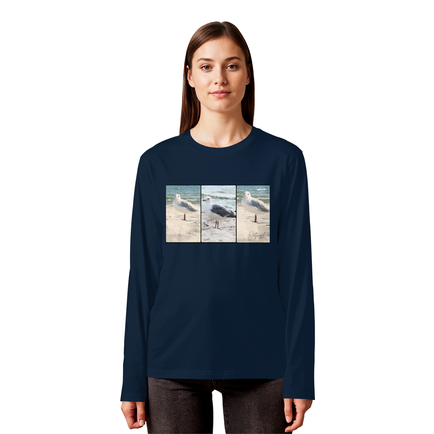 Wattvogel Motiv Nordseemöwe Ostsee - Organic Longsleeve T-Shirt