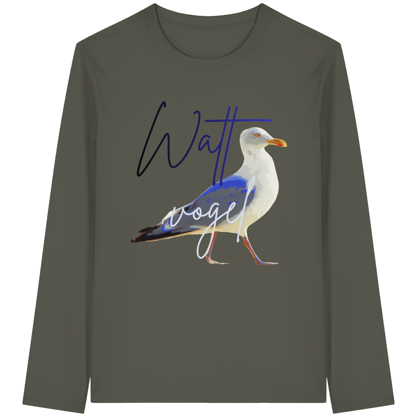 Wattvogel Nordsee Möwe mit Schriftzug - Organic Longsleeve T-Shirt