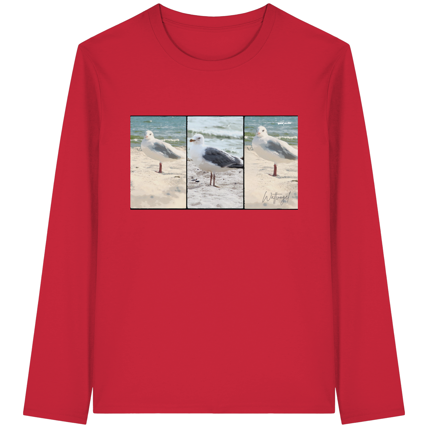 Wattvogel Motiv Nordseemöwe Ostsee - Organic Longsleeve T-Shirt