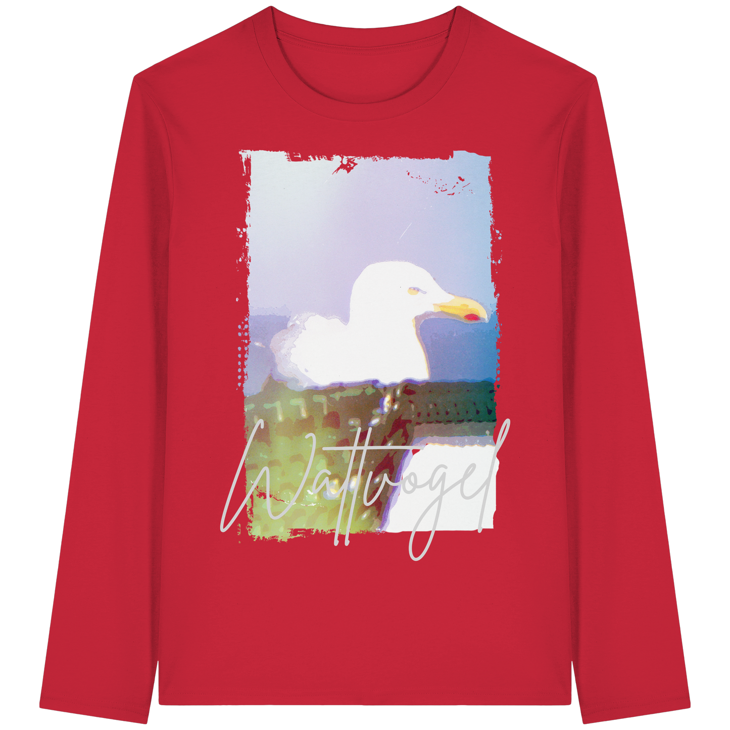 Wattvogel® Nordsee Möwe – Strandkorb Moment  - Organic Longsleeve T-Shirt