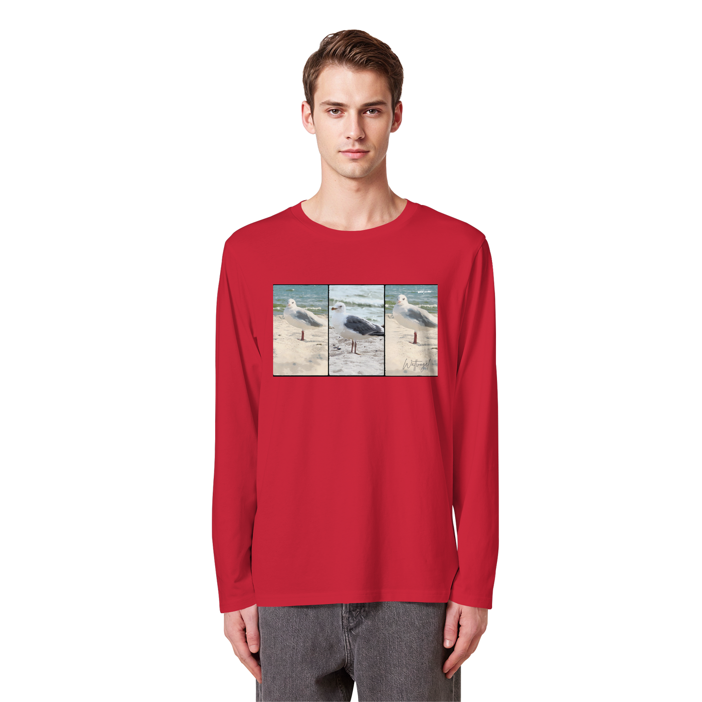 Wattvogel Motiv Nordseemöwe Ostsee - Organic Longsleeve T-Shirt