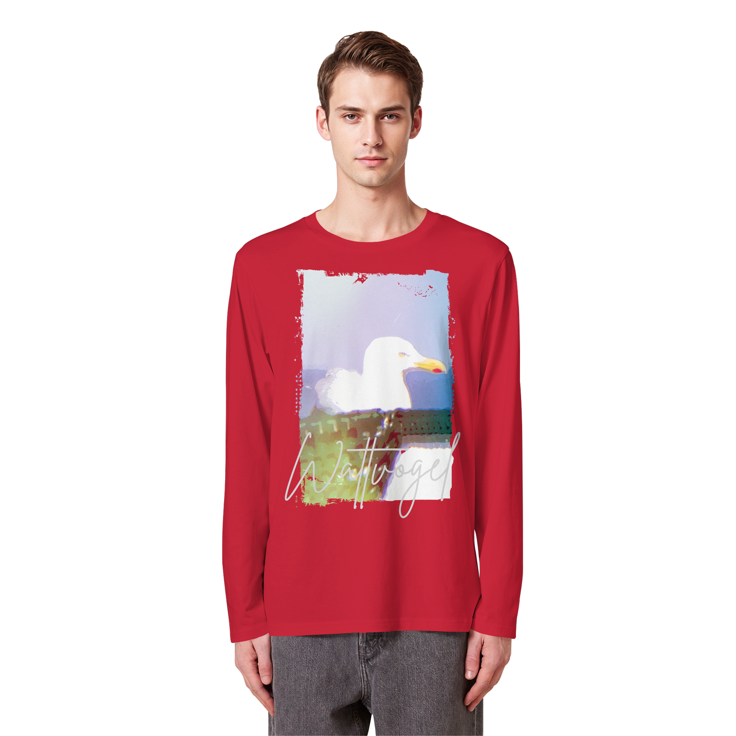 Wattvogel® Nordsee Möwe – Strandkorb Moment  - Organic Longsleeve T-Shirt