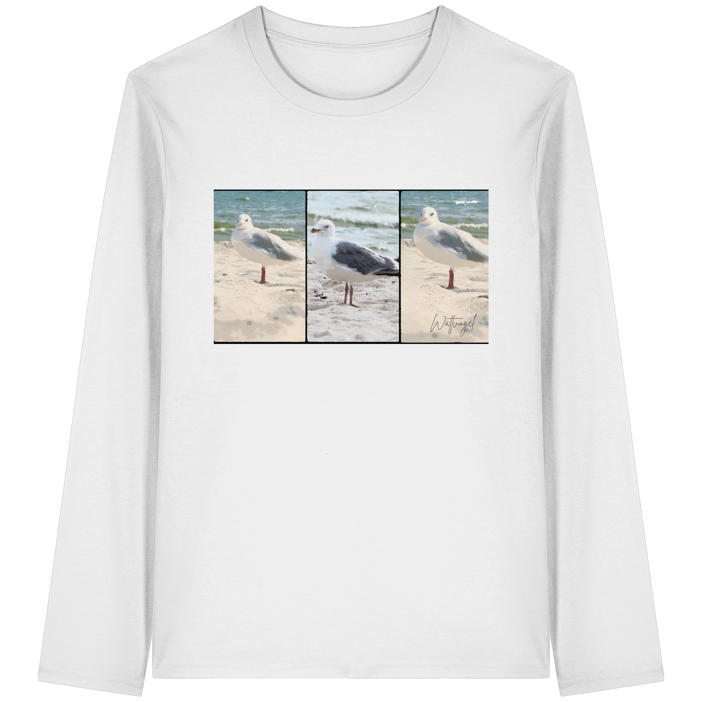 Wattvogel Motiv Nordseemöwe Ostsee - Organic Longsleeve T-Shirt