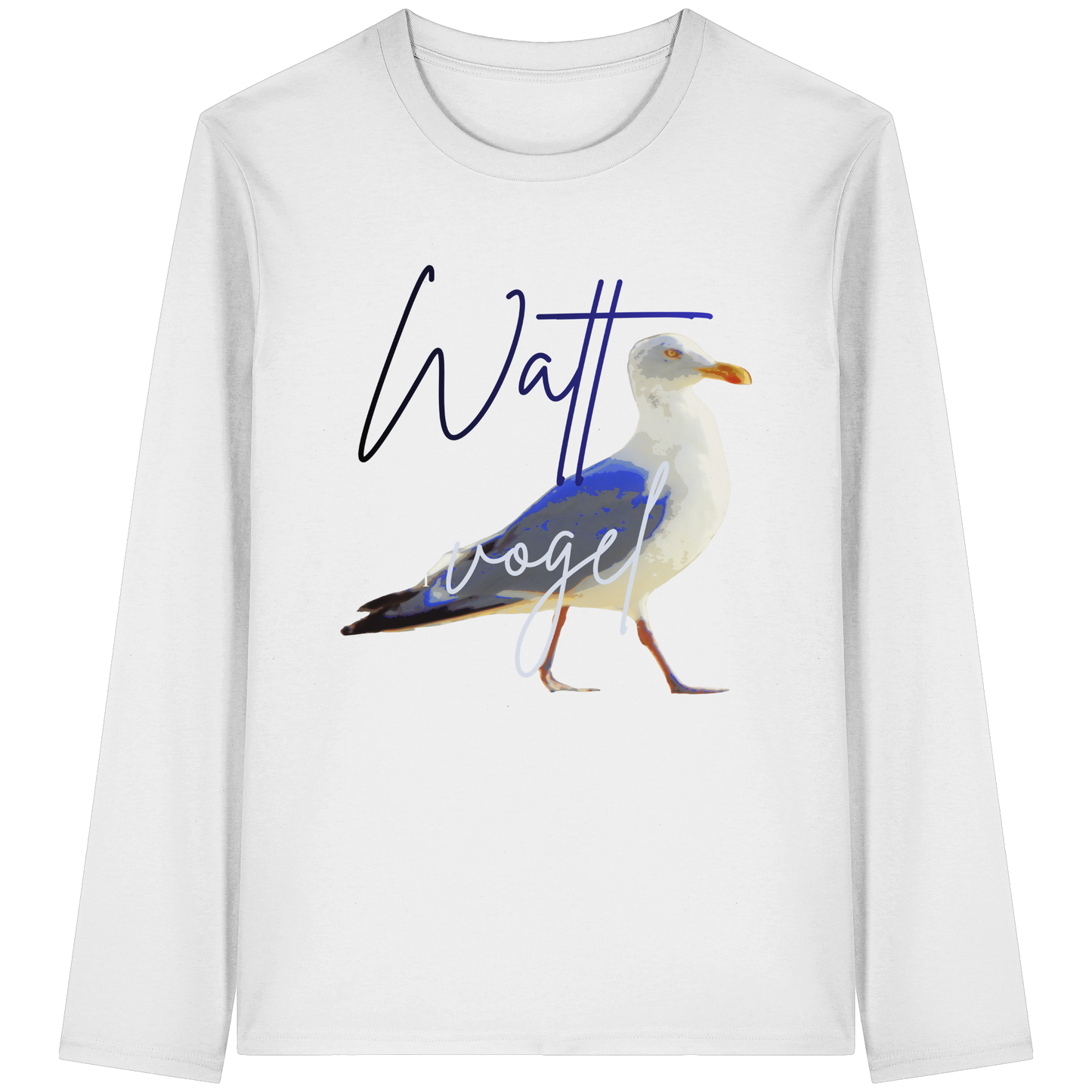 Wattvogel Nordsee Möwe mit Schriftzug - Organic Longsleeve T-Shirt