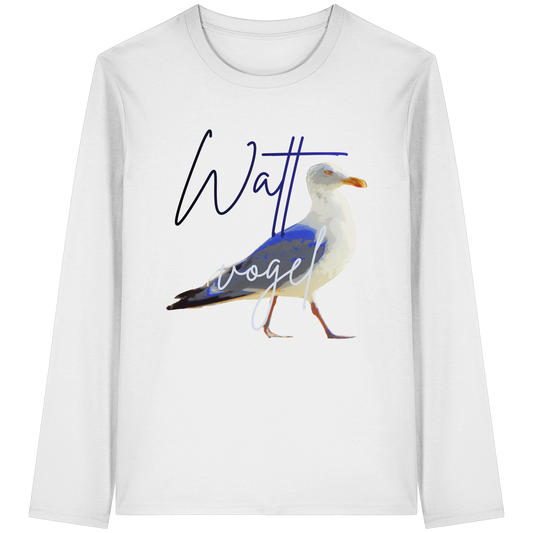 Wattvogel Nordsee Möwe mit Schriftzug - Organic Longsleeve T-Shirt