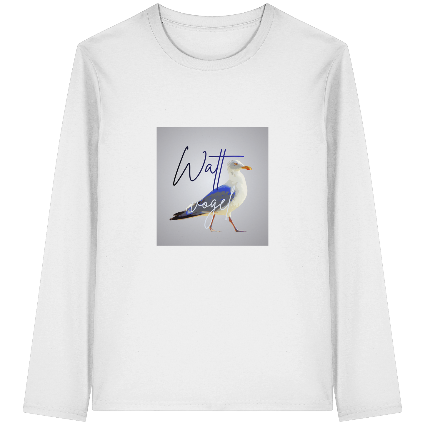 Wattvogel Motiv mit Nordsee Möwe  - Unisex Longsleeve T-Shirt