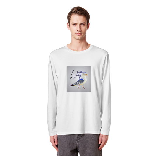Wattvogel Motiv mit Nordsee Möwe  - Unisex Longsleeve T-Shirt