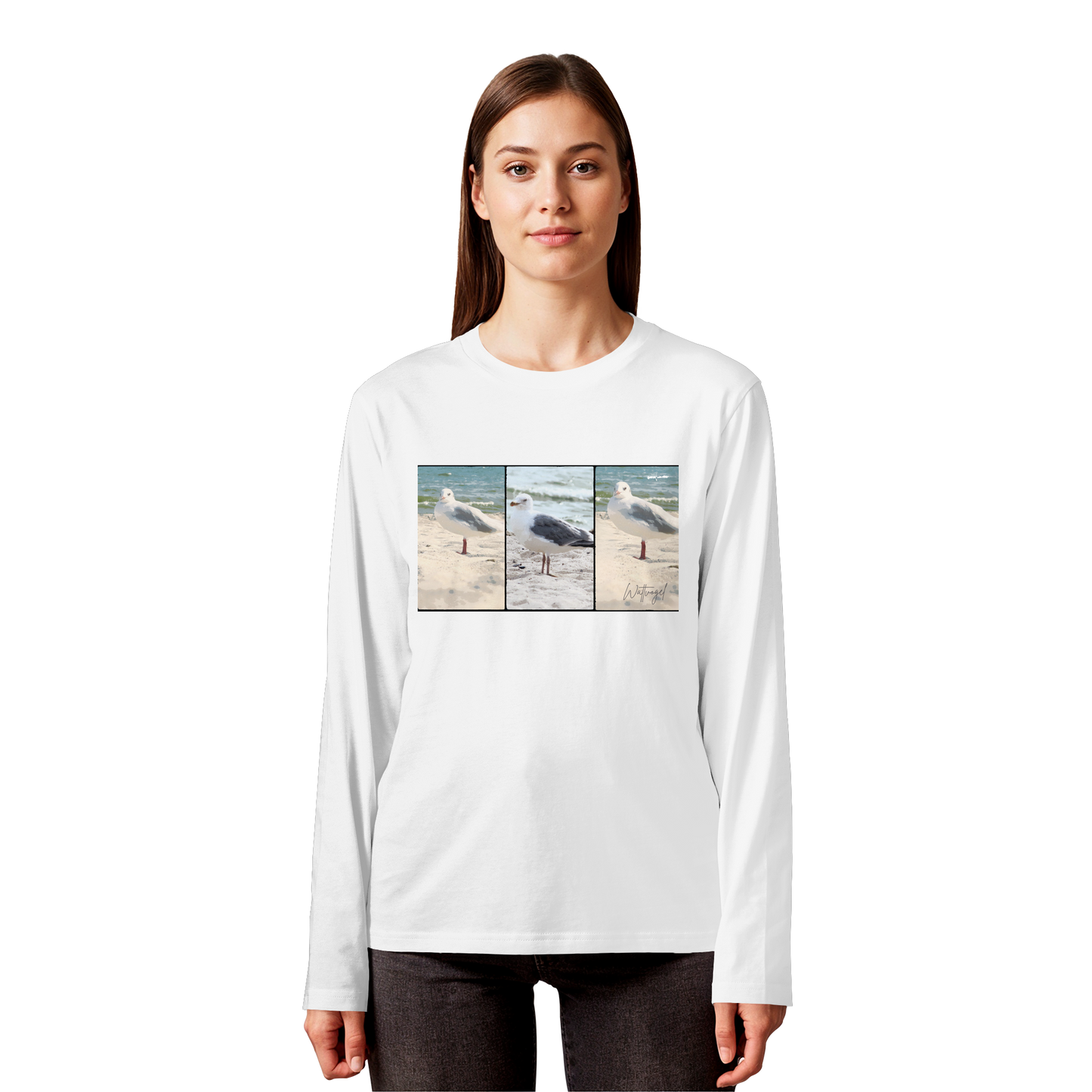 Wattvogel Motiv Nordseemöwe Ostsee - Organic Longsleeve T-Shirt
