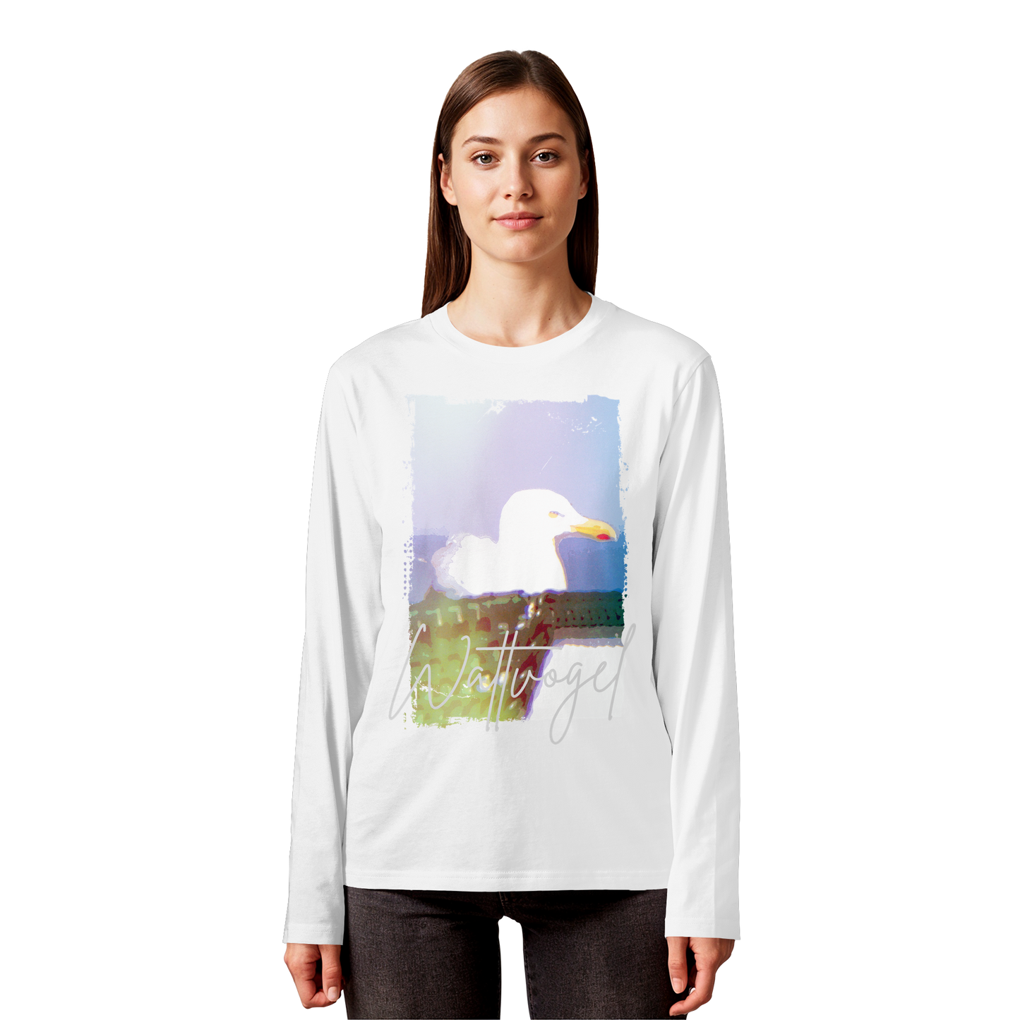 Wattvogel® Nordsee Möwe – Strandkorb Moment  - Organic Longsleeve T-Shirt