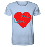 Rotes Herz mit Schriftzug "Love all" - Organic Shirt