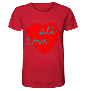 Rotes Herz mit Schriftzug "Love all" - Organic Shirt