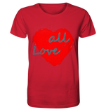 Rotes Herz mit Schriftzug "Love all" - Organic Shirt