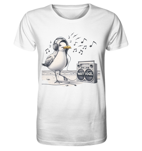 Tanzende Möwe mit Kaputze und Kopfhörer am Strand Nordsee T-Shirt - Organic Shirt