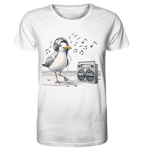 Tanzende Möwe mit Kaputze und Kopfhörer am Strand Nordsee T-Shirt - Organic Shirt