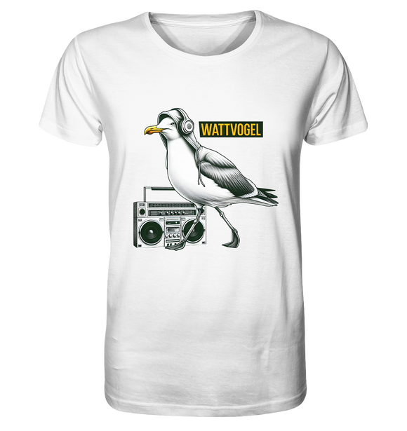Coole Möwe mit Kaputze und Kopfhörer Wattvogel T-Shirt mit Möwe - Organic Shirt