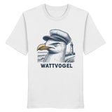 Lustige Möwe mit Kapitänsmütze Wattvogel am Nordsee Strand mit Leuchtturm - Organic Shirt