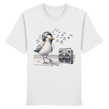 Tanzende Möwe mit Kaputze und Kopfhörer am Strand Nordsee T-Shirt - Organic Shirt