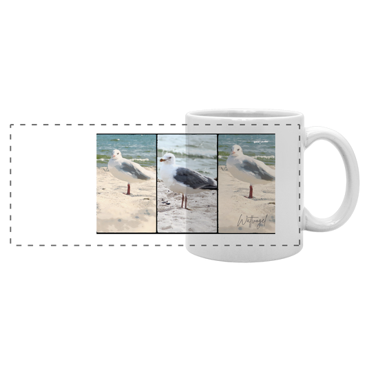 Wattvogel Motiv Nordseemöwe Ostsee - Panorama Tasse