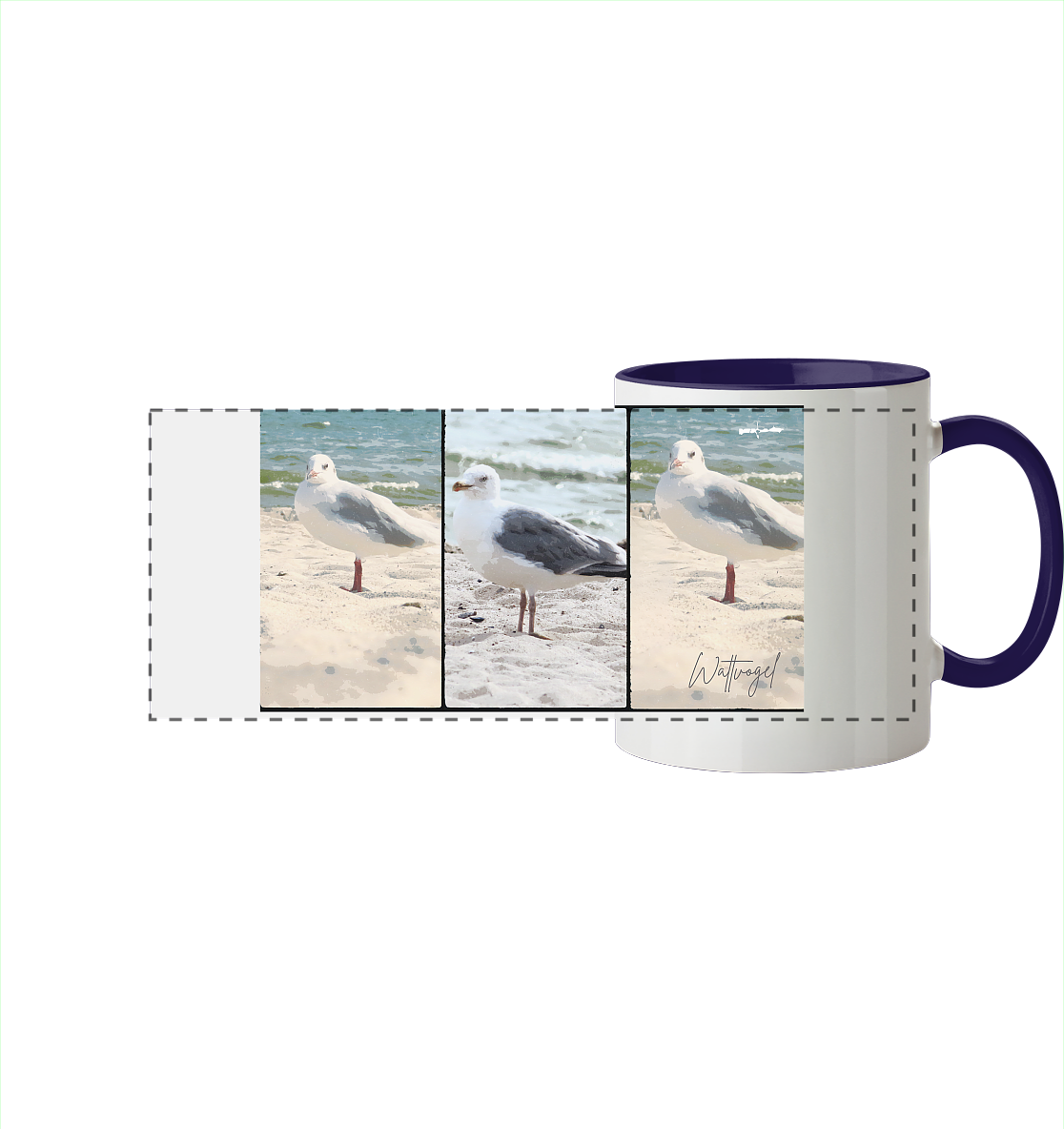 Wattvogel Motiv Nordseemöwe Ostsee - Panorama Tasse zweifarbig