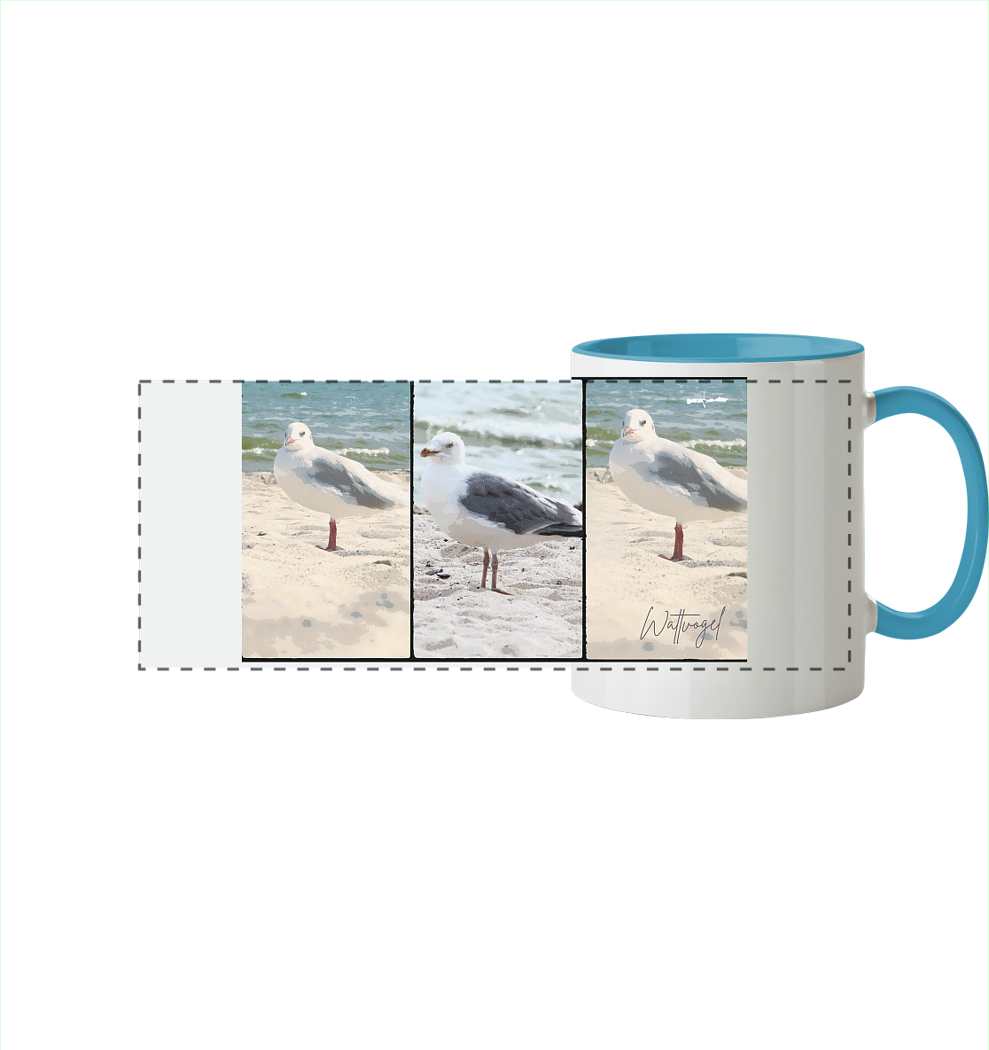 Wattvogel Motiv Nordseemöwe Ostsee - Panorama Tasse zweifarbig